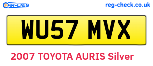 WU57MVX are the vehicle registration plates.