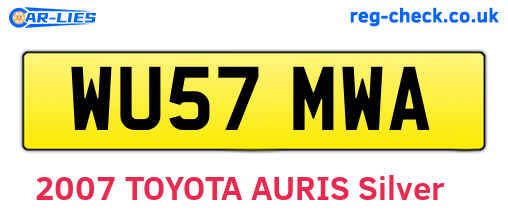 WU57MWA are the vehicle registration plates.