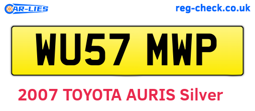 WU57MWP are the vehicle registration plates.