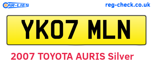YK07MLN are the vehicle registration plates.