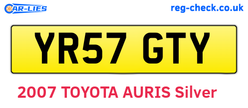 YR57GTY are the vehicle registration plates.