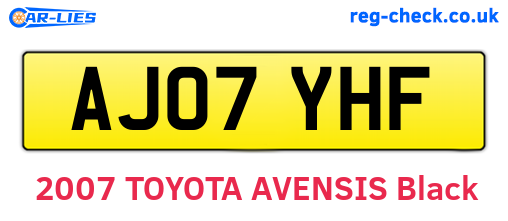 AJ07YHF are the vehicle registration plates.