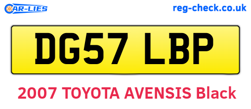 DG57LBP are the vehicle registration plates.