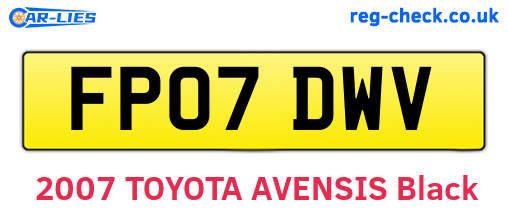 FP07DWV are the vehicle registration plates.