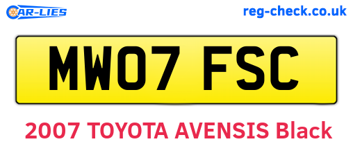 MW07FSC are the vehicle registration plates.