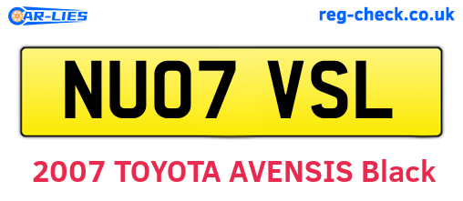 NU07VSL are the vehicle registration plates.
