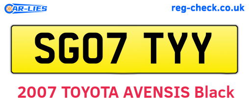SG07TYY are the vehicle registration plates.