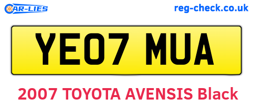 YE07MUA are the vehicle registration plates.