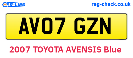 AV07GZN are the vehicle registration plates.