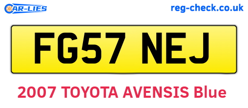 FG57NEJ are the vehicle registration plates.