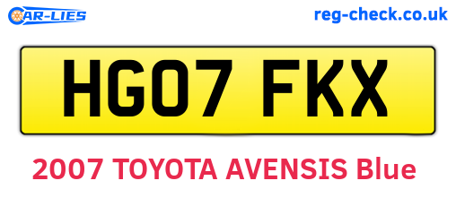 HG07FKX are the vehicle registration plates.