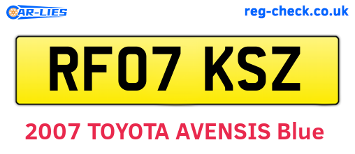 RF07KSZ are the vehicle registration plates.