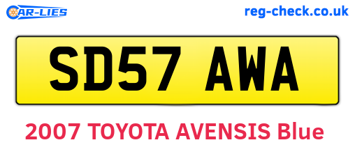 SD57AWA are the vehicle registration plates.