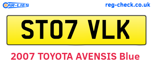 ST07VLK are the vehicle registration plates.