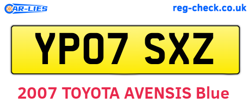 YP07SXZ are the vehicle registration plates.