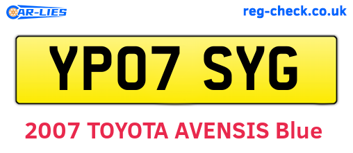 YP07SYG are the vehicle registration plates.