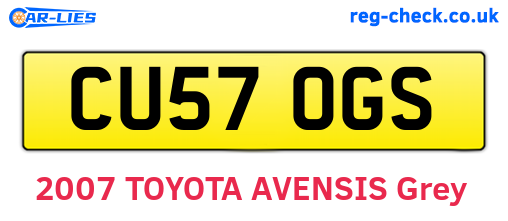 CU57OGS are the vehicle registration plates.