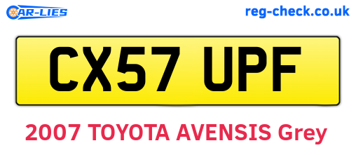 CX57UPF are the vehicle registration plates.