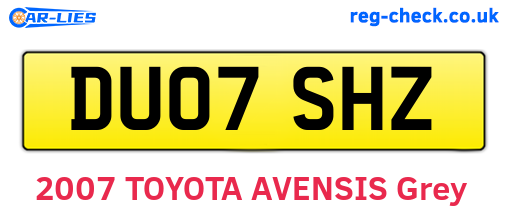 DU07SHZ are the vehicle registration plates.