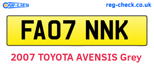 FA07NNK are the vehicle registration plates.