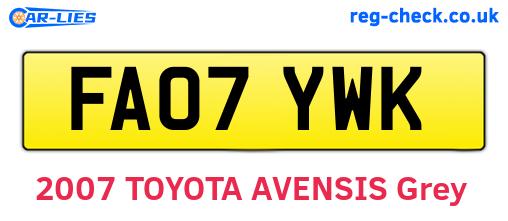 FA07YWK are the vehicle registration plates.