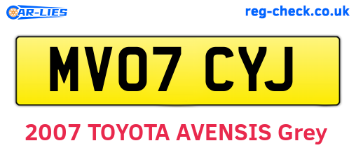 MV07CYJ are the vehicle registration plates.