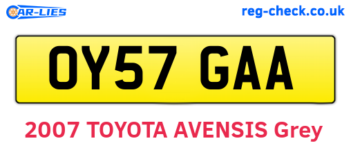 OY57GAA are the vehicle registration plates.