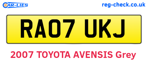 RA07UKJ are the vehicle registration plates.