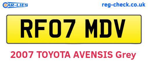 RF07MDV are the vehicle registration plates.