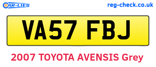 VA57FBJ are the vehicle registration plates.
