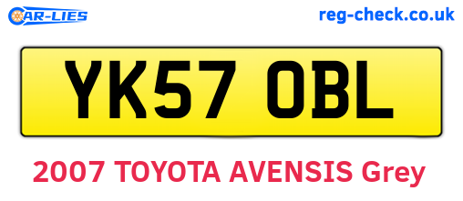 YK57OBL are the vehicle registration plates.