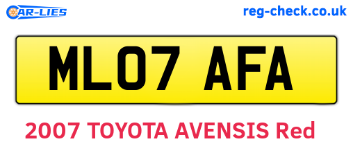 ML07AFA are the vehicle registration plates.