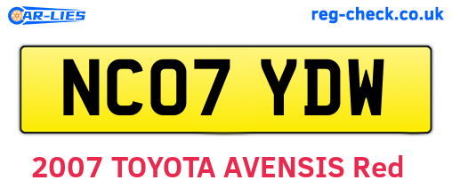 NC07YDW are the vehicle registration plates.