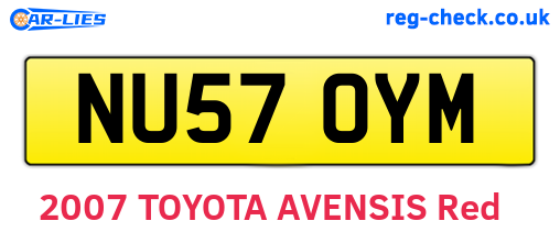 NU57OYM are the vehicle registration plates.