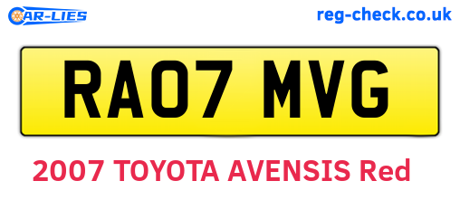 RA07MVG are the vehicle registration plates.