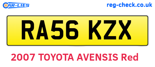 RA56KZX are the vehicle registration plates.