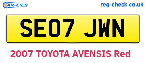 SE07JWN are the vehicle registration plates.