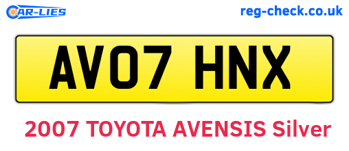 AV07HNX are the vehicle registration plates.