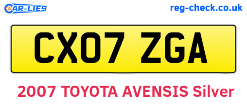 CX07ZGA are the vehicle registration plates.