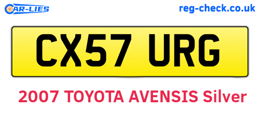CX57URG are the vehicle registration plates.