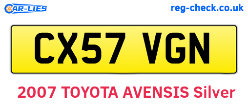 CX57VGN are the vehicle registration plates.