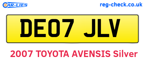 DE07JLV are the vehicle registration plates.