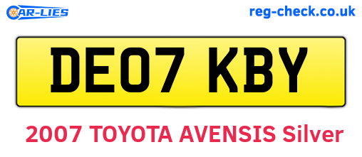 DE07KBY are the vehicle registration plates.