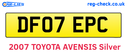 DF07EPC are the vehicle registration plates.