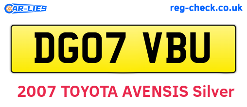 DG07VBU are the vehicle registration plates.
