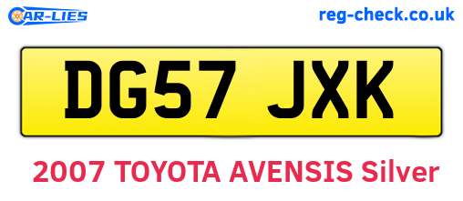 DG57JXK are the vehicle registration plates.
