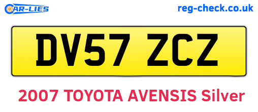 DV57ZCZ are the vehicle registration plates.