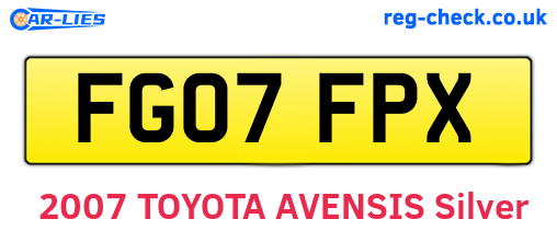 FG07FPX are the vehicle registration plates.