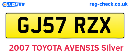 GJ57RZX are the vehicle registration plates.
