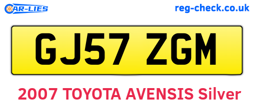 GJ57ZGM are the vehicle registration plates.